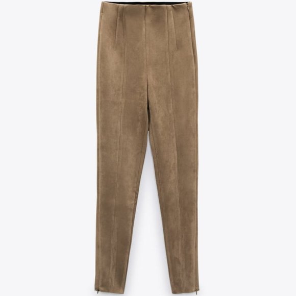 BNWT ZARA FAUX SUEDE LEGGINGS - Picture 1 of 8